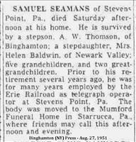 Seamans, Samuel (Obituary)